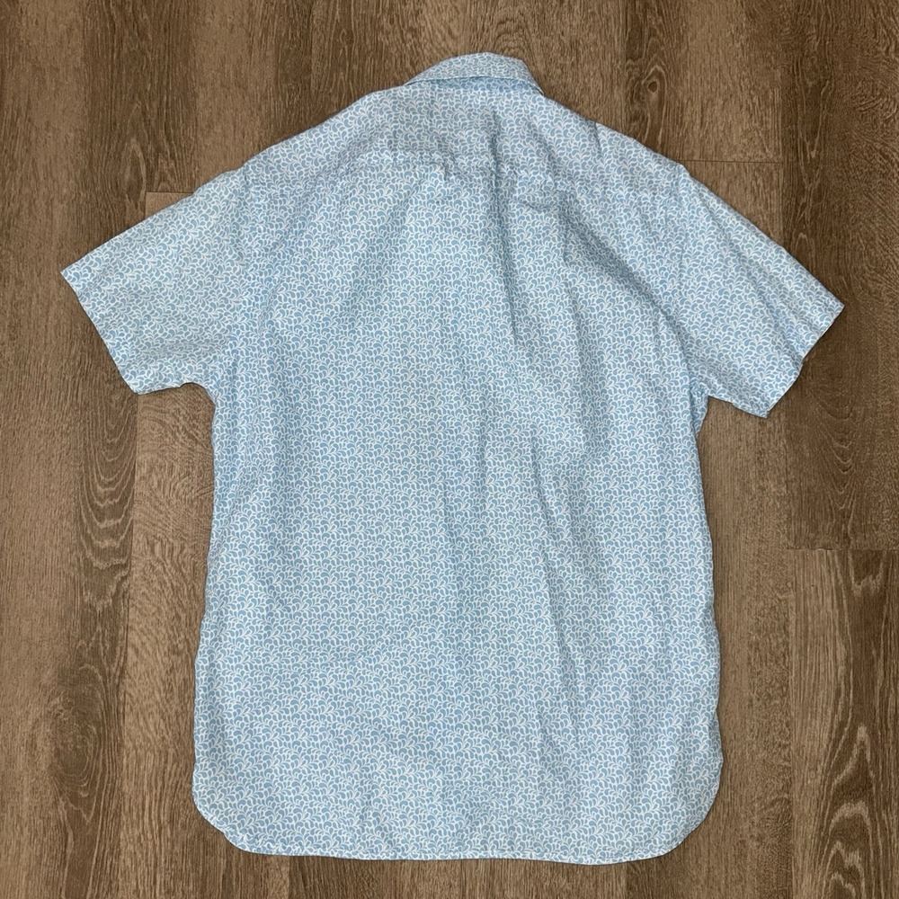 Psycho Bunny Short Sleeve Button Up Shirt Men's Small Blue Floral Single Needle - Picture 3 of 5